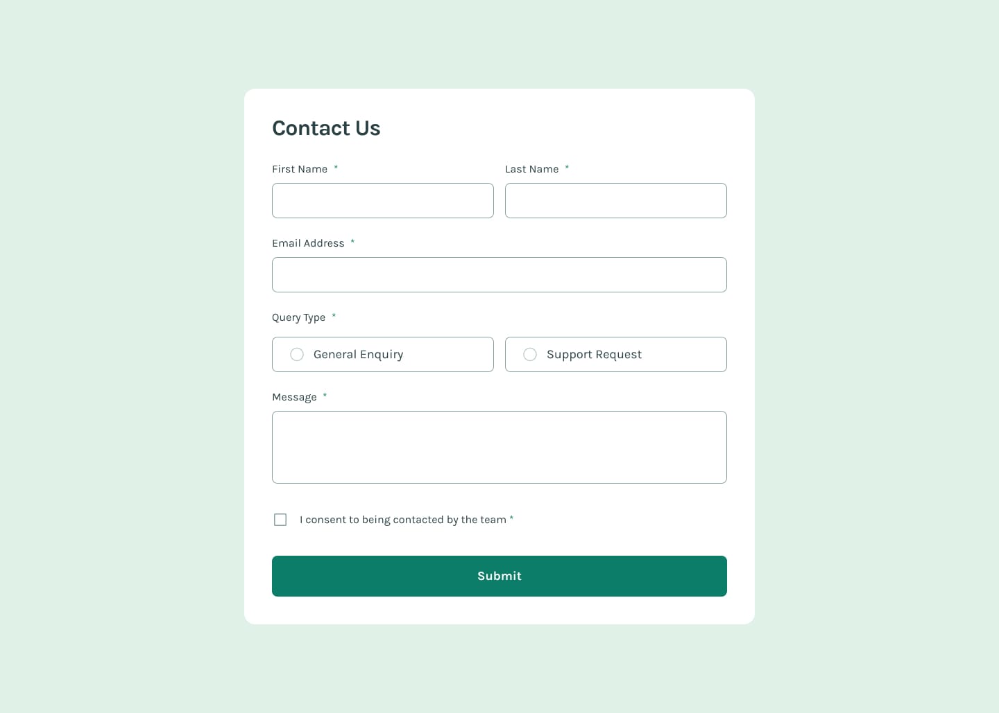 Contact form component